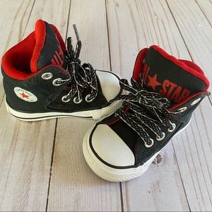 Converse infant high top - red, black & white